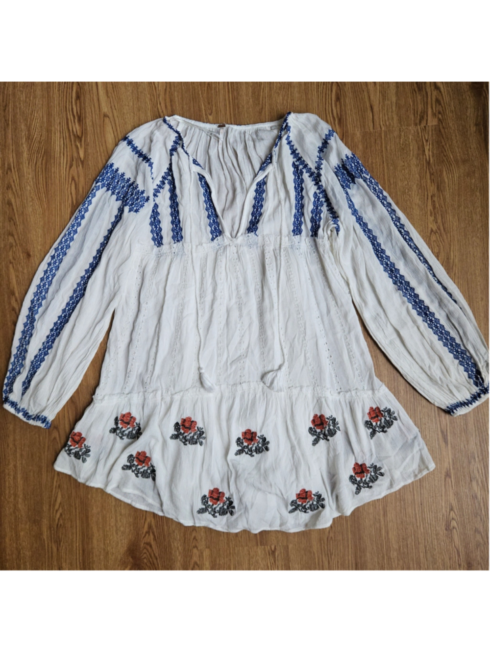 Free People Wild Horses Embroidered Mini Dress Floral Boho Womens Small